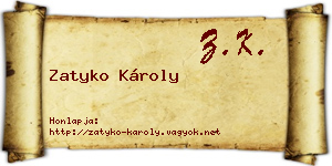 Zatyko Károly névjegykártya